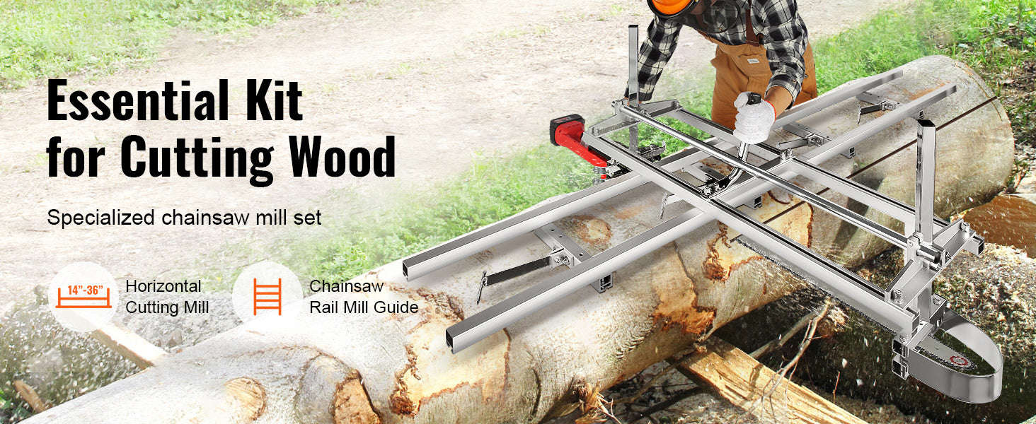 SucceBuy Chainsaw Mill Planking Milling 14-36 Inch Guide Bar Wood Lumber Cutting Portable Sawmill Aluminum Steel Chain Saw Mill-14-36in / spain