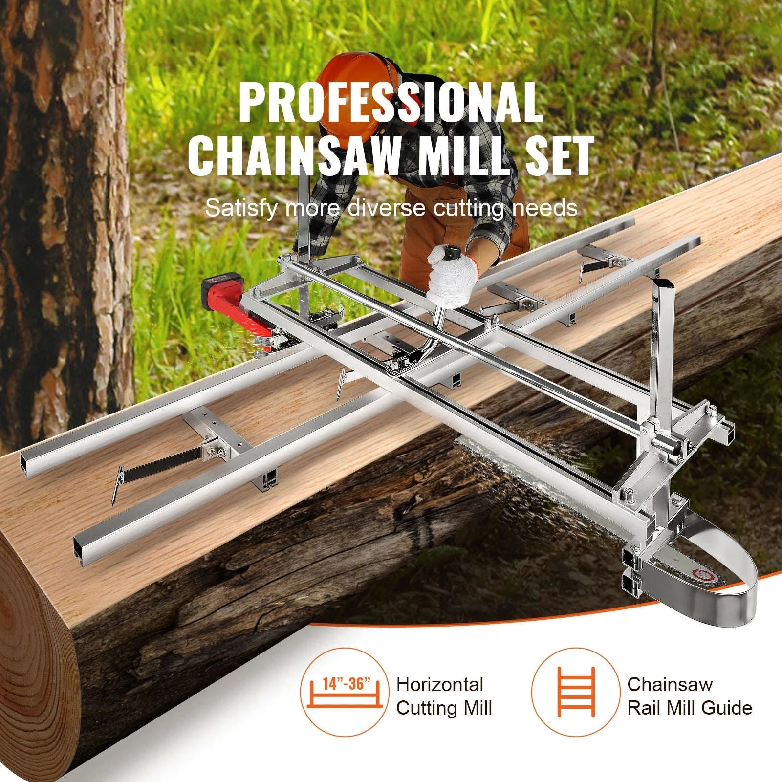 SucceBuy Chainsaw Mill Planking Milling 14-36 Inch Guide Bar Wood Lumber Cutting Portable Sawmill Aluminum Steel Chain Saw Mill-14-36in / spain