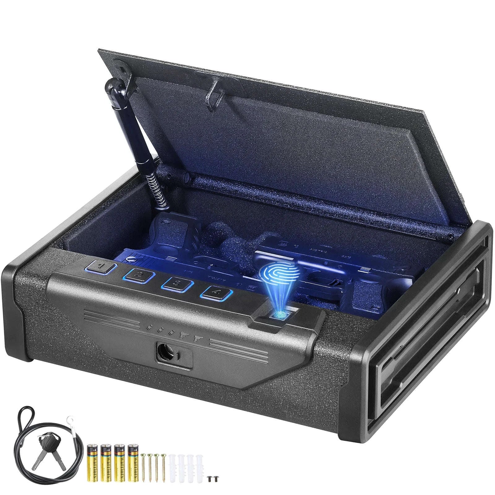 SucceBuy Gun Safe Q235 Steel Pistol Safe with 3-Way Quick Access Gun Case Gun Box Advanced Biometric Technology Travel Gun Safe-1 Pistols Slip / United States
