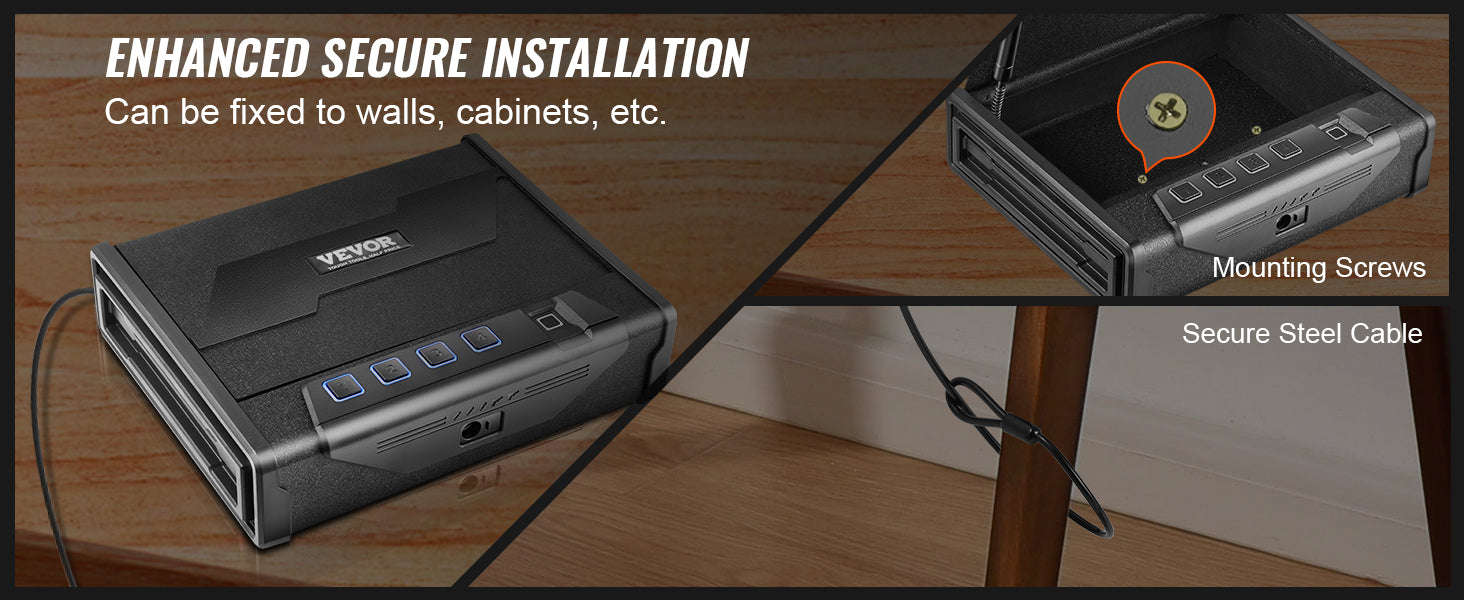 SucceBuy Gun Safe Q235 Steel Pistol Safe with 3-Way Quick Access Gun Case Gun Box Advanced Biometric Technology Travel Gun Safe-1 Pistols Slip / United States