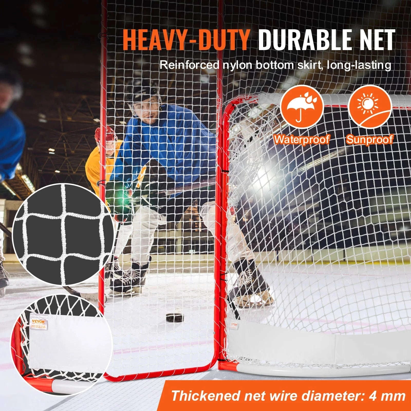 SucceBuy Hockey Goal with Backstop Targets Street Steel Hockey Net 72" Pro Portable Indoor Outdoor Hockey Goal with Net-72inch heigh / spain