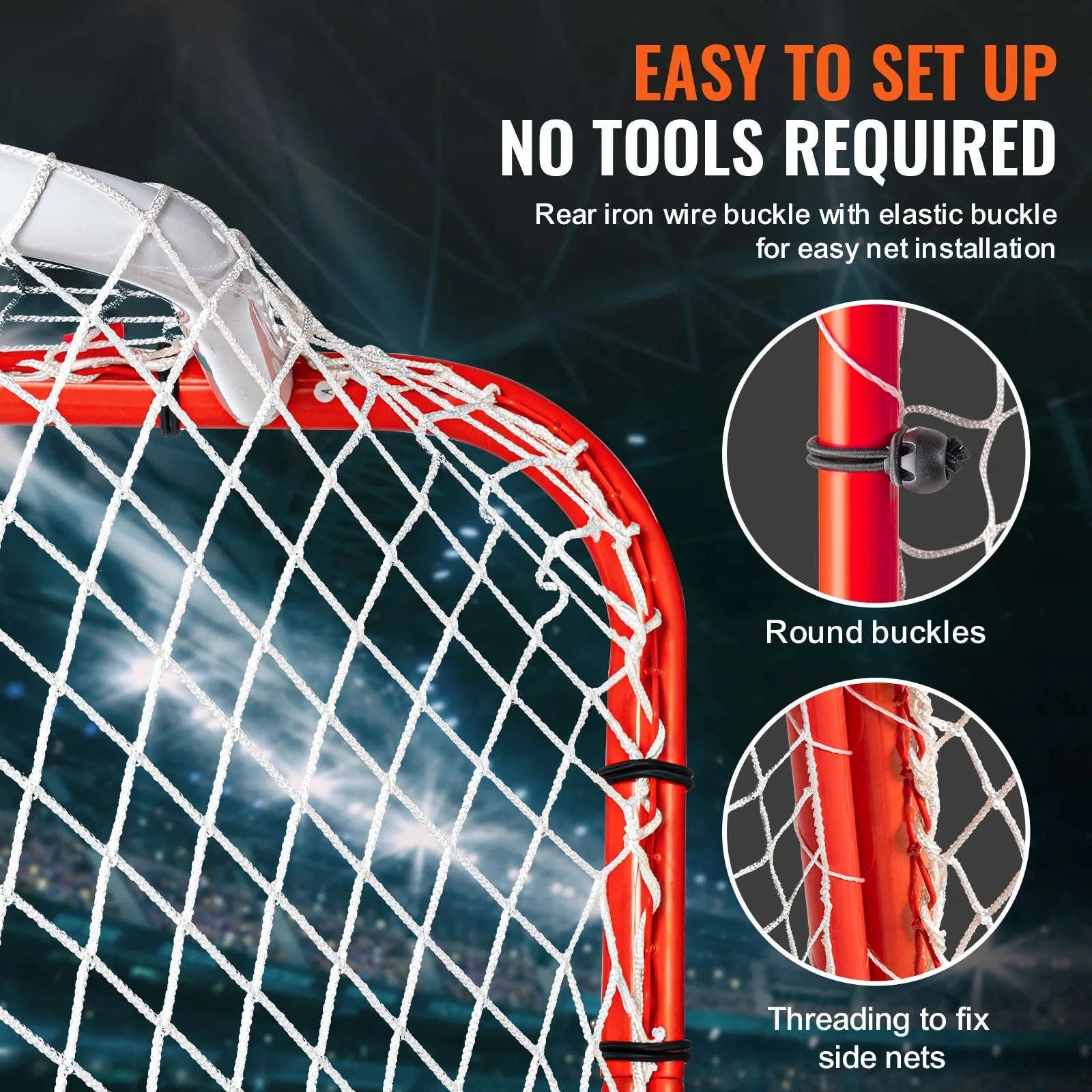 SucceBuy Hockey Goal with Backstop Targets Street Steel Hockey Net 72" Pro Portable Indoor Outdoor Hockey Goal with Net-72inch heigh / spain