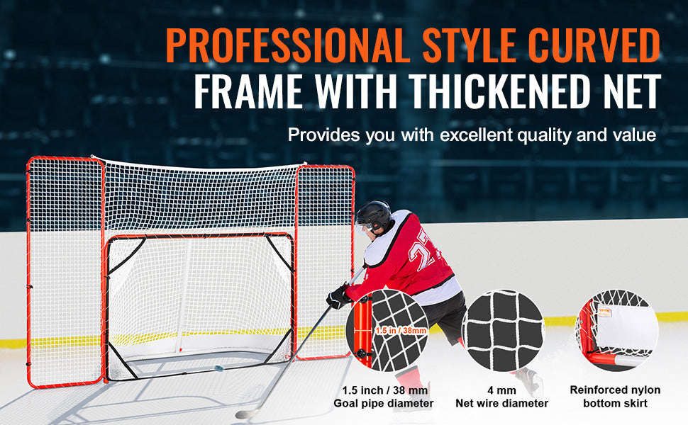 SucceBuy Hockey Goal with Backstop Targets Street Steel Hockey Net 72" Pro Portable Indoor Outdoor Hockey Goal with Net-72inch heigh / spain