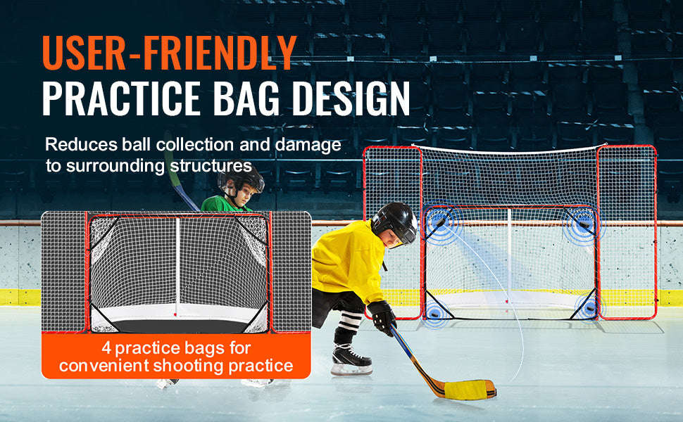 SucceBuy Hockey Goal with Backstop Targets Street Steel Hockey Net 72" Pro Portable Indoor Outdoor Hockey Goal with Net-72inch heigh / spain