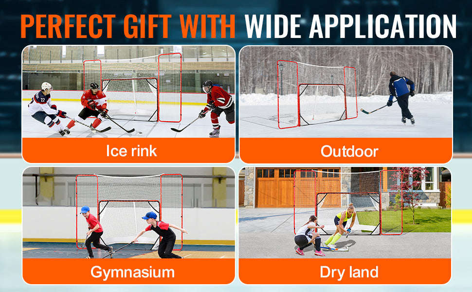 SucceBuy Hockey Goal with Backstop Targets Street Steel Hockey Net 72" Pro Portable Indoor Outdoor Hockey Goal with Net-72inch heigh / spain