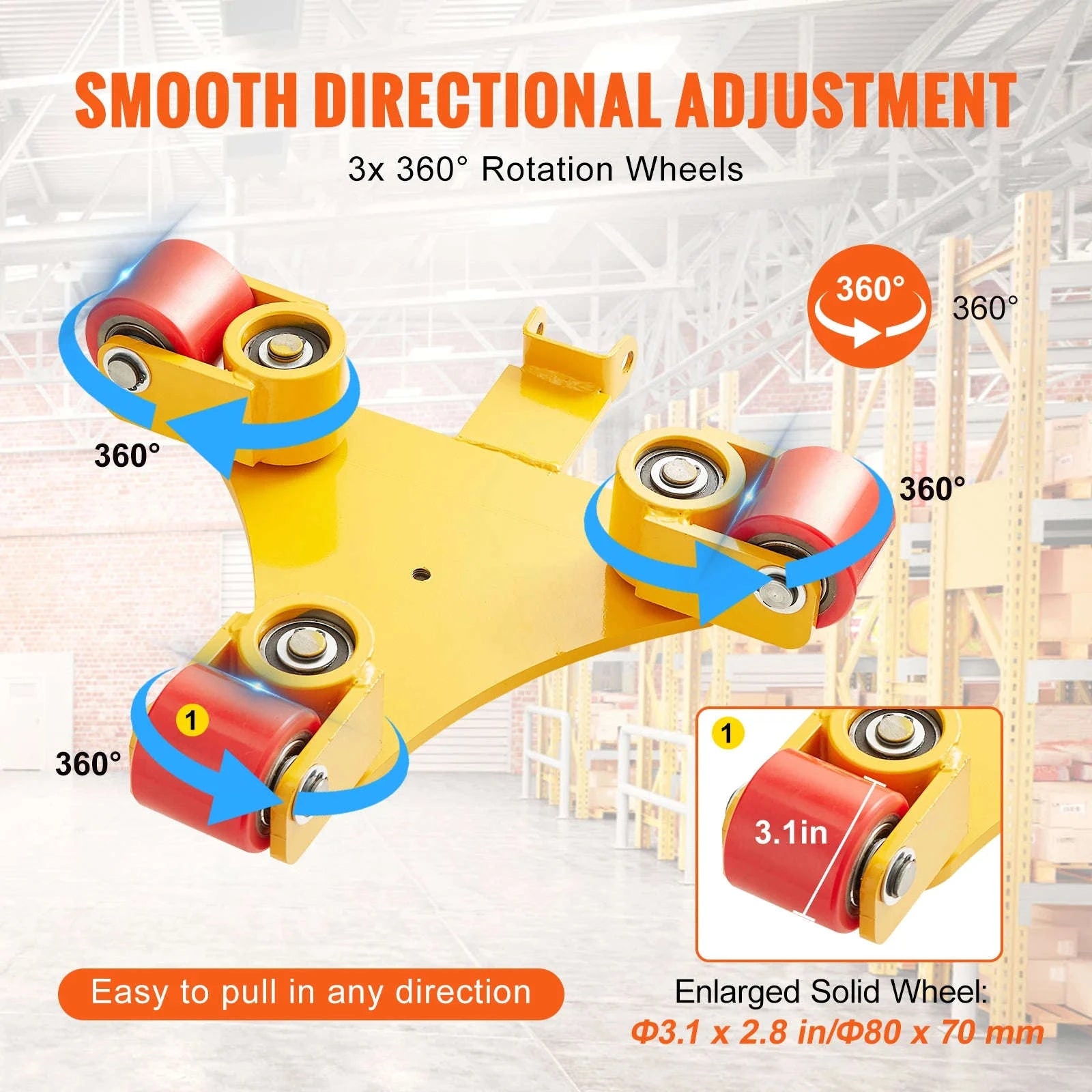 SucceBuy Machinery Skate Dolly Industrial Heavy Duty Mover with Handle 360° Swivel Wheels Non-Slip Cap for Warehouse Workshop-A 1pc / CZECH REPUBLIC