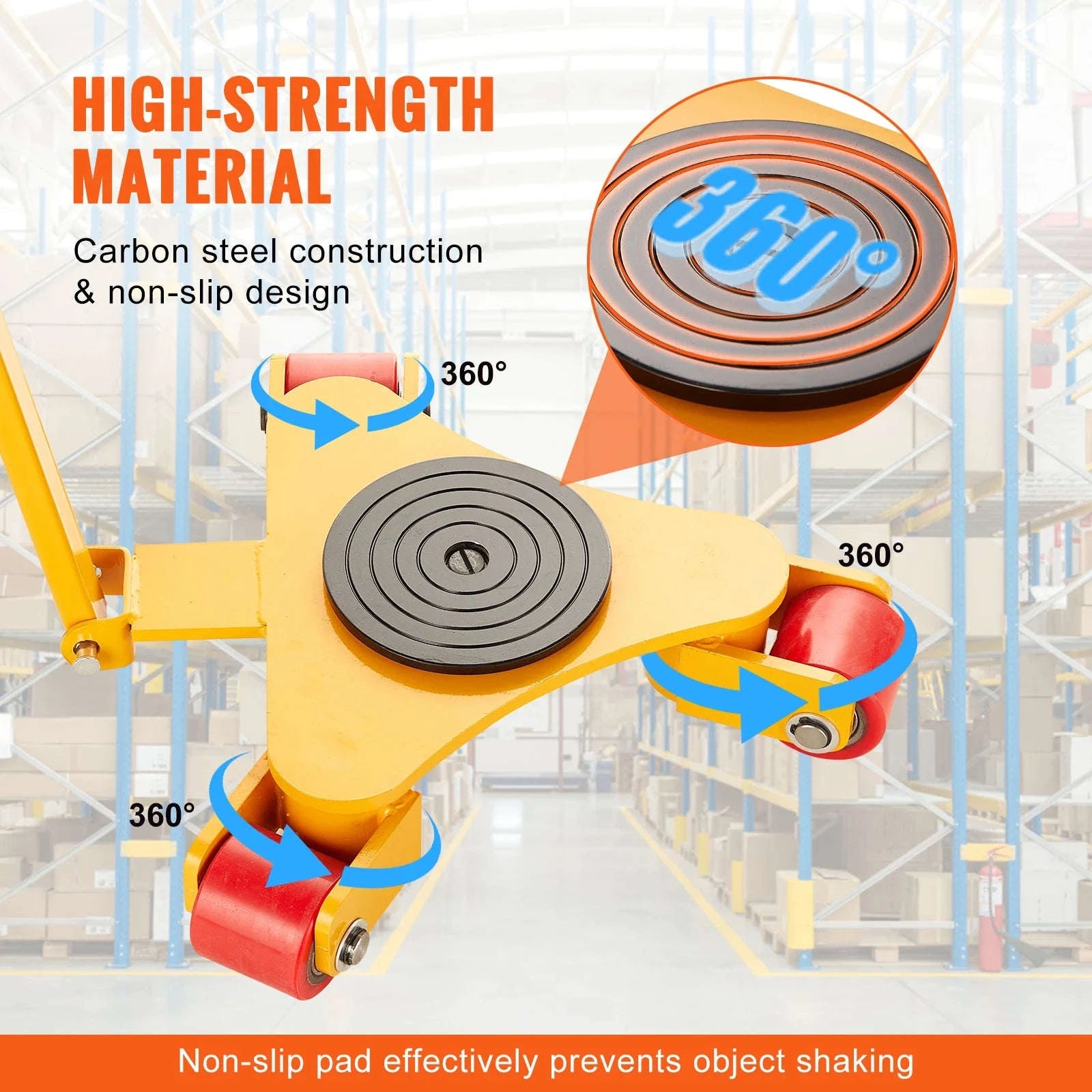 SucceBuy Machinery Skate Dolly Industrial Heavy Duty Mover with Handle 360° Swivel Wheels Non-Slip Cap for Warehouse Workshop-A 1pc / CZECH REPUBLIC