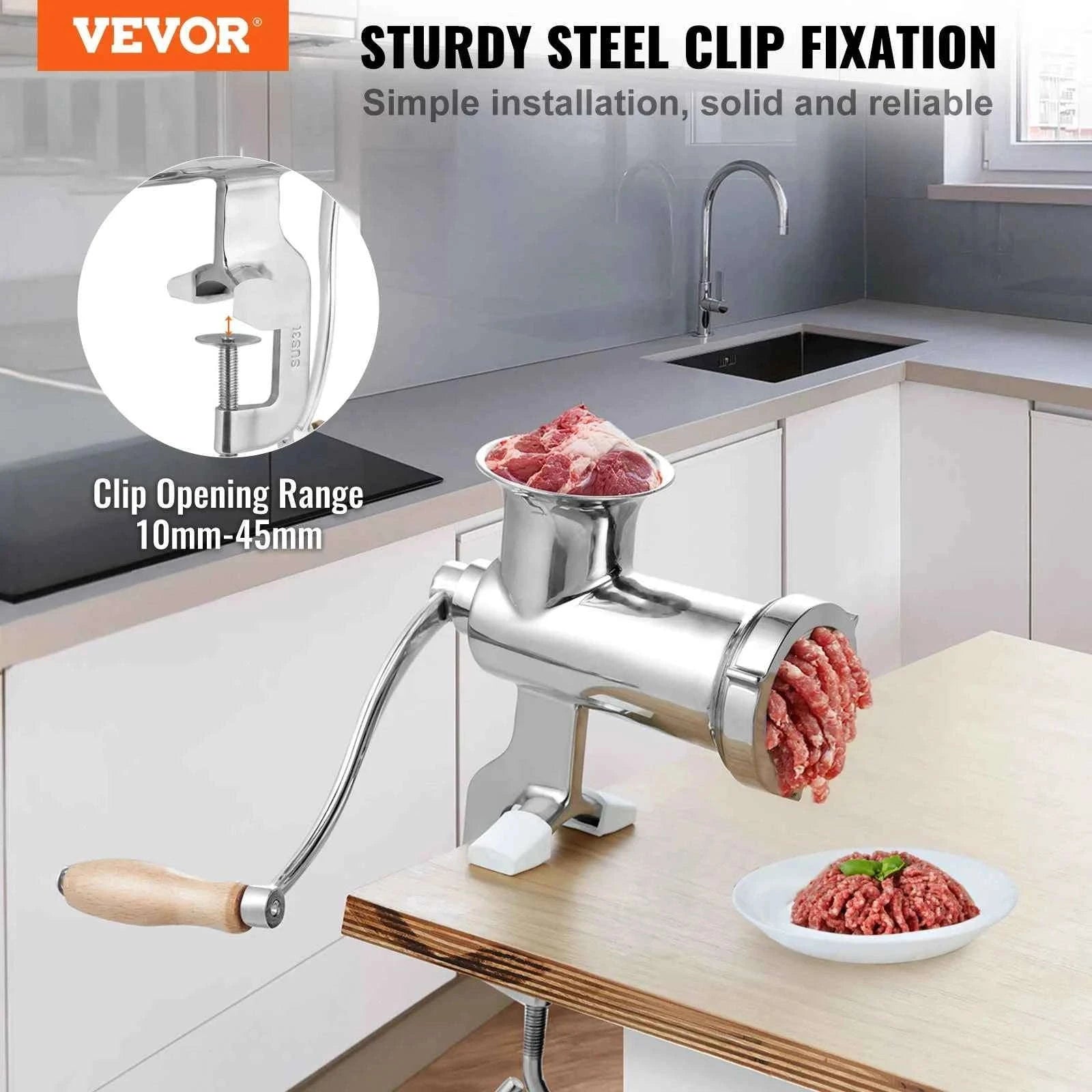 SucceBuy Manual Meat Grinder 304 Stainless Steel Hand Meat Grinder with Steel Table Clamp Meat Mincer Sausage Maker-CZECH REPUBLIC