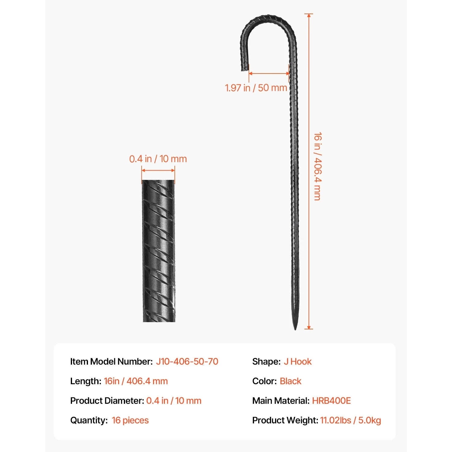 SucceBuy Rebar Stakes Galvanized Steel Ground Anchors with Chisel Point End & Rust-Resistant Coating for Gardening Support Fence-I 16in 16pcs / United States