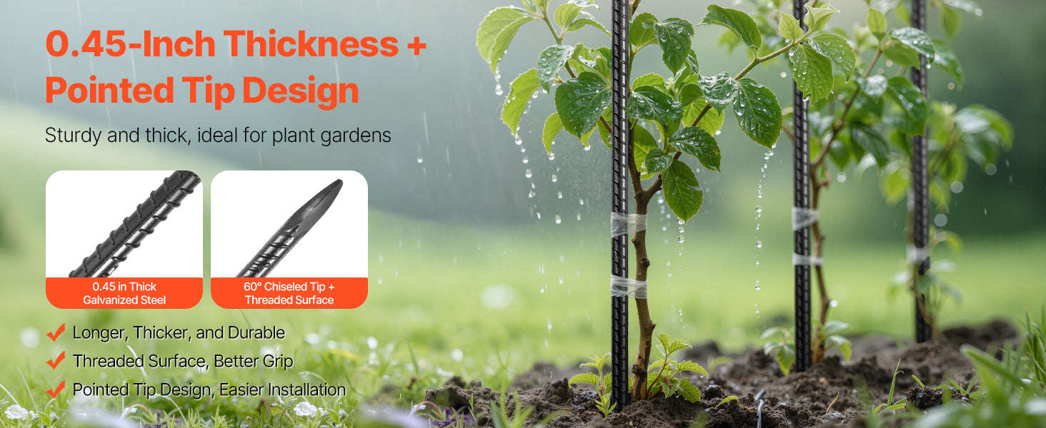 SucceBuy Rebar Stakes Galvanized Steel Ground Anchors with Chisel Point End & Rust-Resistant Coating for Gardening Support Fence-I 16in 16pcs / United States