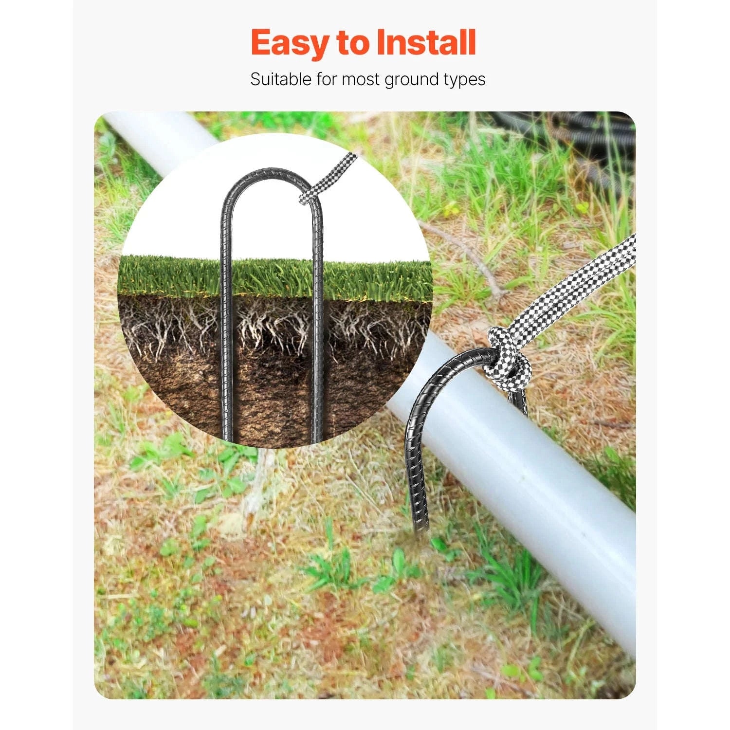 SucceBuy Rebar Stakes Galvanized Steel Ground Anchors with Chisel Point End & Rust-Resistant Coating for Gardening Support Fence-I 16in 16pcs / United States