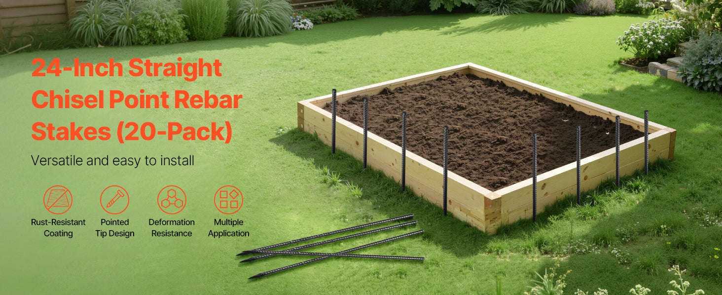 SucceBuy Rebar Stakes Galvanized Steel Ground Anchors with Chisel Point End & Rust-Resistant Coating for Gardening Support Fence-I 16in 16pcs / United States