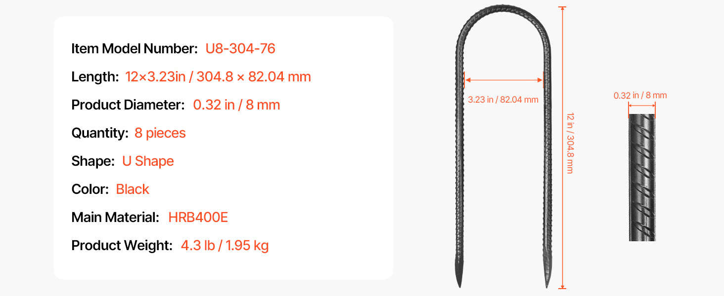 SucceBuy Rebar Stakes Galvanized Steel Ground Anchors with Chisel Point End & Rust-Resistant Coating for Gardening Support Fence-I 16in 16pcs / United States