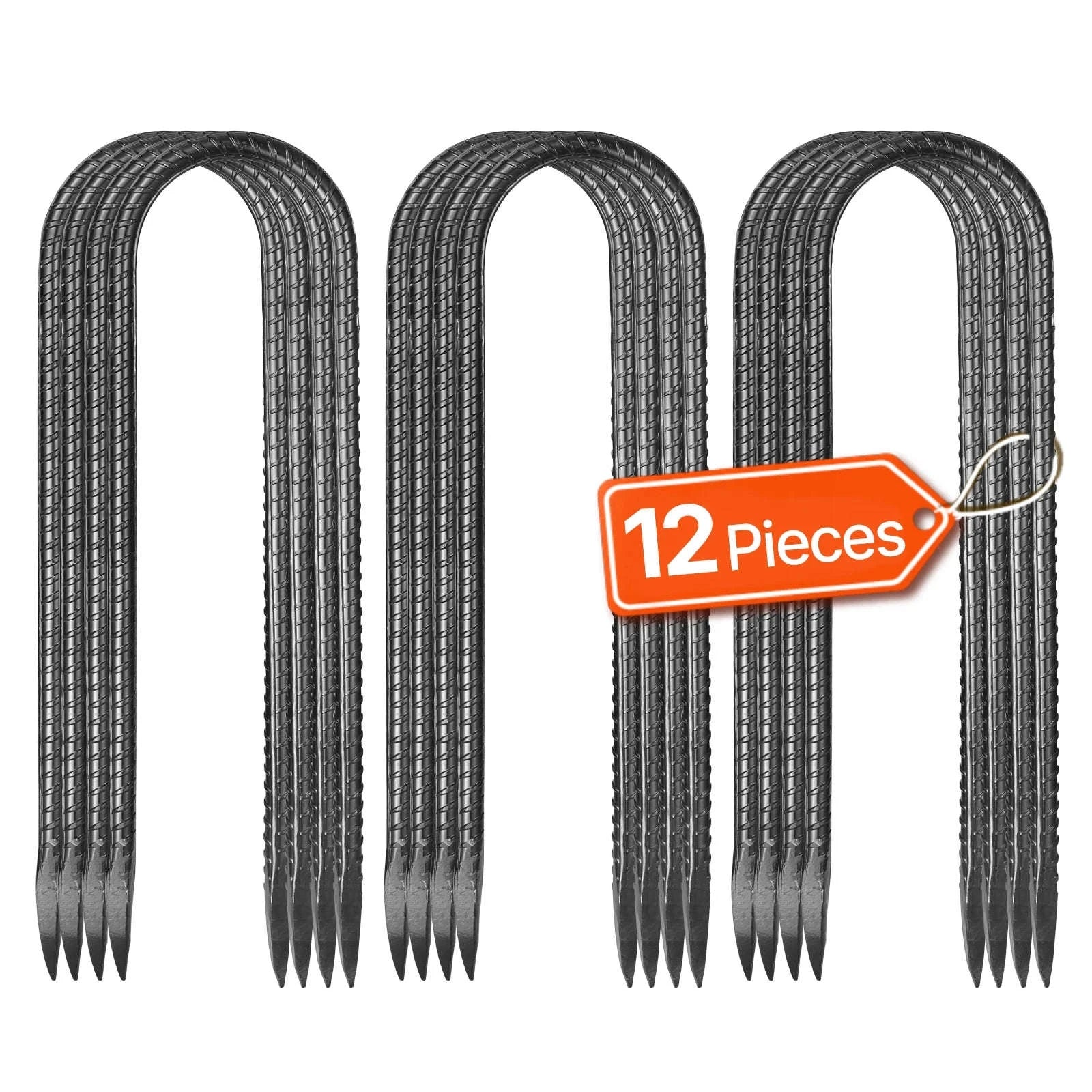 SucceBuy Rebar Stakes Galvanized Steel Ground Anchors with Chisel Point End & Rust-Resistant Coating for Gardening Support Fence-I 16in 16pcs / United States