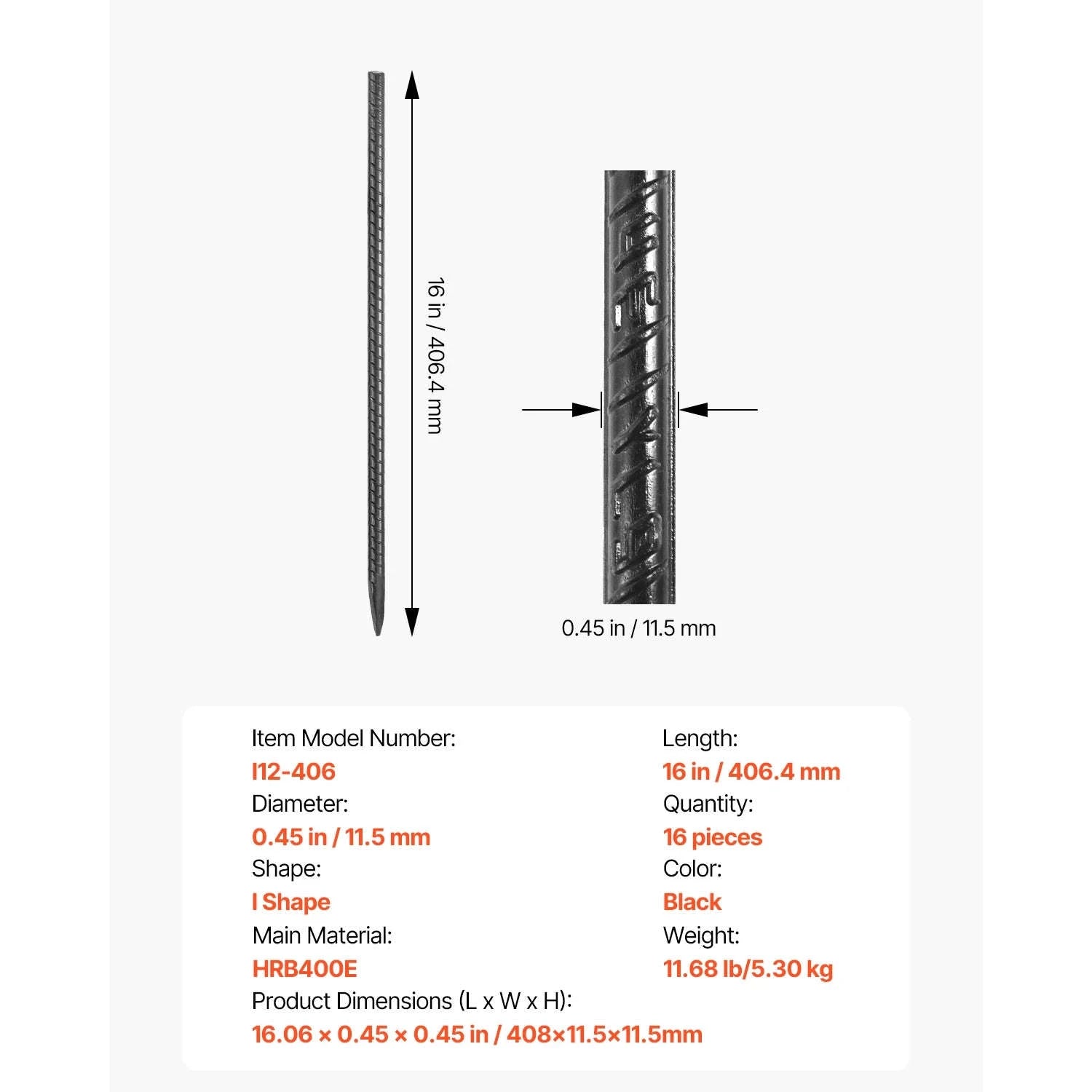 SucceBuy Rebar Stakes Galvanized Steel Ground Anchors with Chisel Point End & Rust-Resistant Coating for Gardening Support Fence-I 16in 16pcs / United States