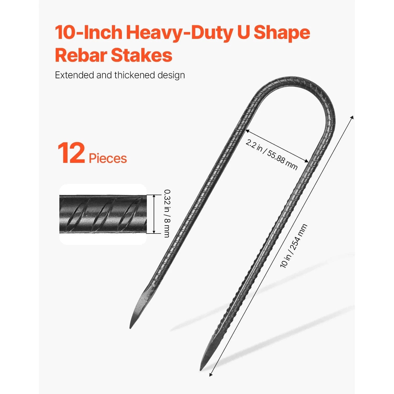 SucceBuy Rebar Stakes Galvanized Steel Ground Anchors with Chisel Point End & Rust-Resistant Coating for Gardening Support Fence-I 16in 16pcs / United States