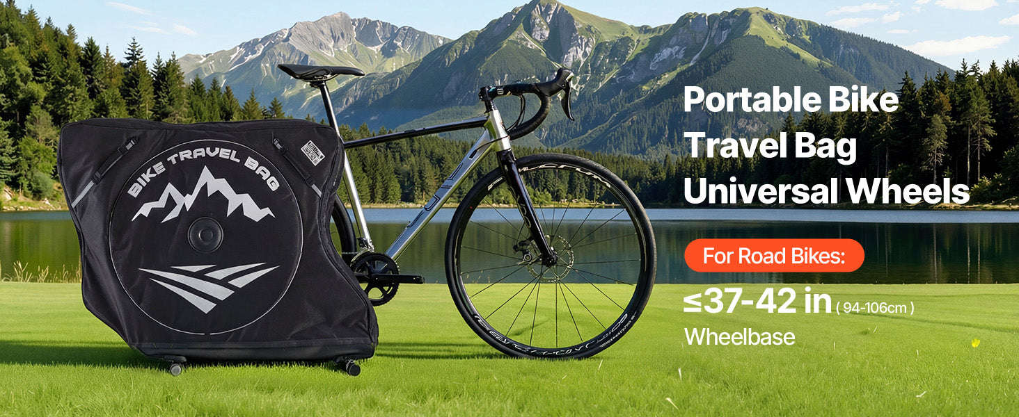 SucceBuy Road Bike Travel Bag Bicycle Storage Carry with TSA Lock & Dual Zipper fit Wheelbase 37-42in Bicycle Case for Outdoor-Black / United States