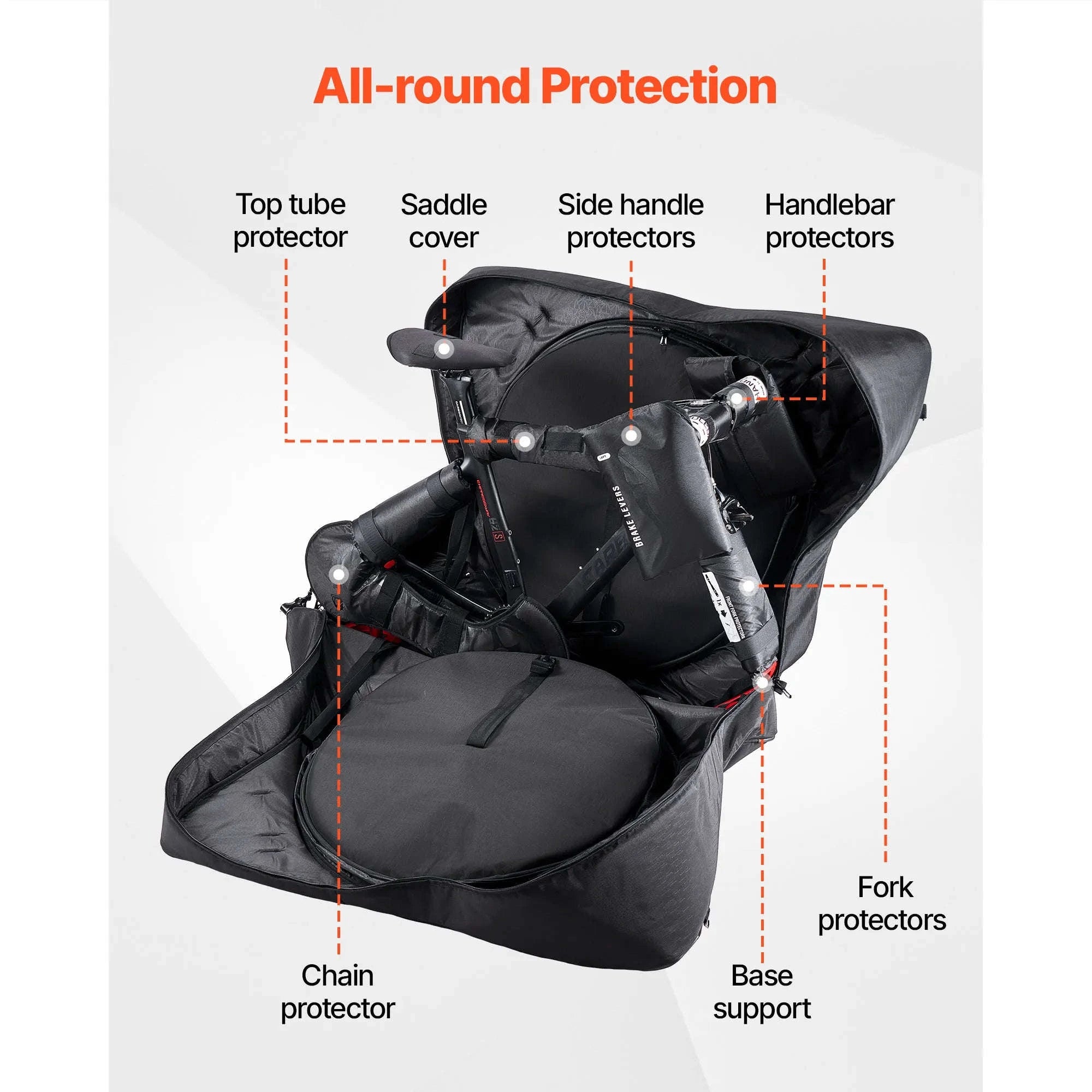 SucceBuy Road Bike Travel Bag Bicycle Storage Carry with TSA Lock & Dual Zipper fit Wheelbase 37-42in Bicycle Case for Outdoor-Black / United States