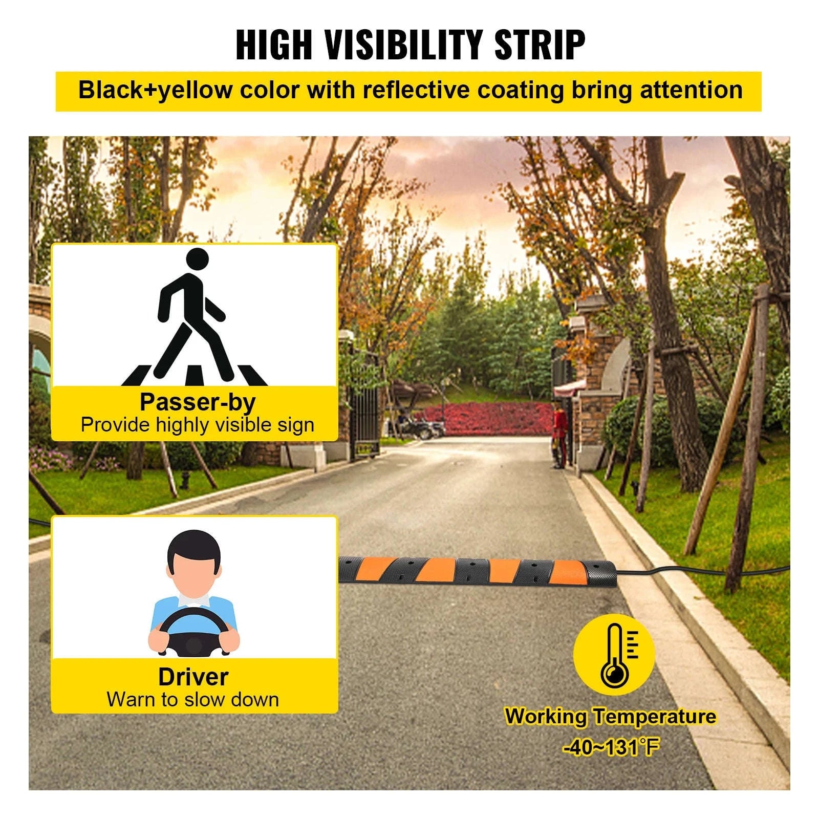 SucceBuy Rubber Speed Bump 2 Channel Speed Bump Hump 72.8x12.2x2.2 Garage Cable Ramp for Asphalt Concrete Gravel Driveway-6 FT-1 PCs / Poland