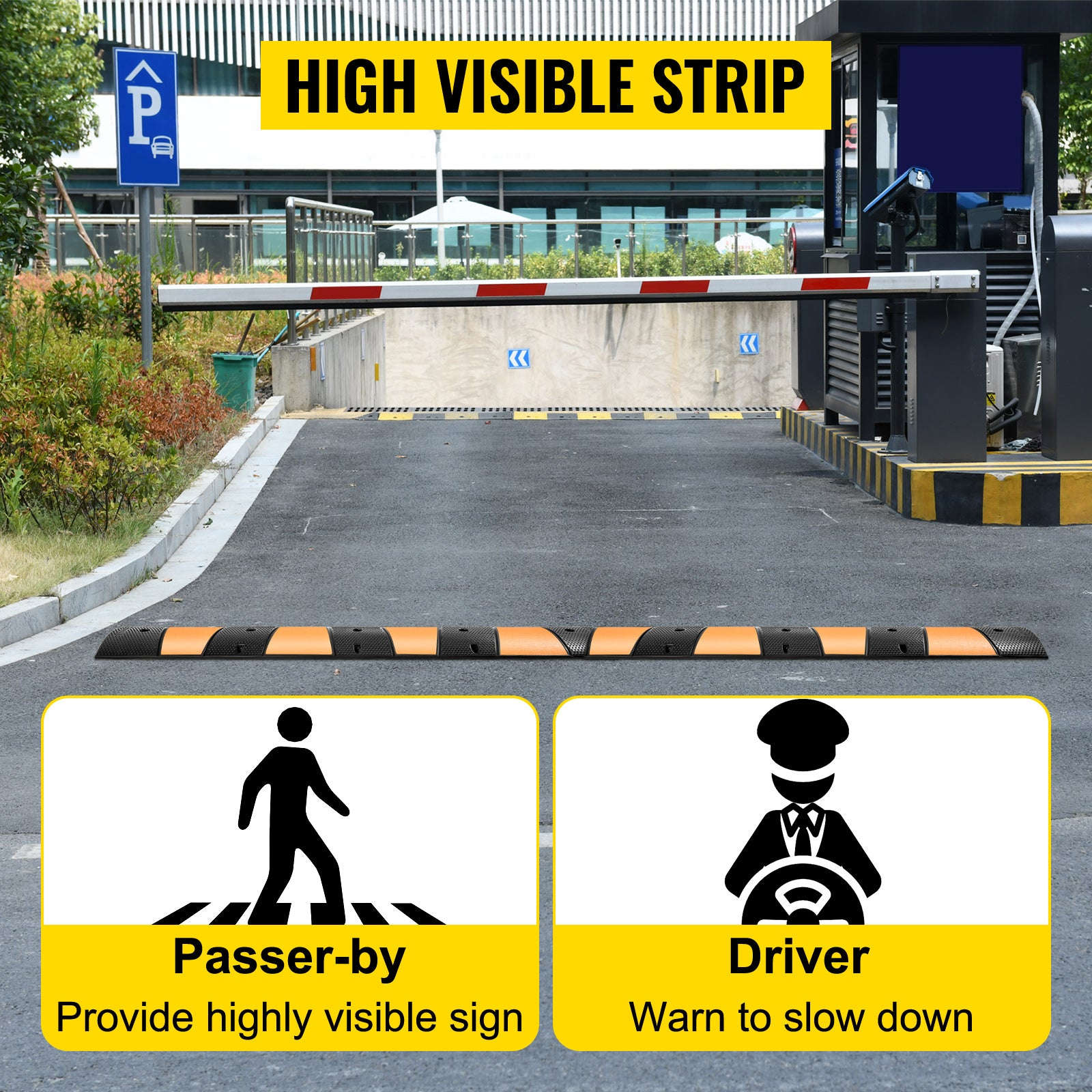 SucceBuy Rubber Speed Bump 2 Channel Speed Bump Hump 72.8x12.2x2.2 Garage Cable Ramp for Asphalt Concrete Gravel Driveway-6 FT-1 PCs / Poland