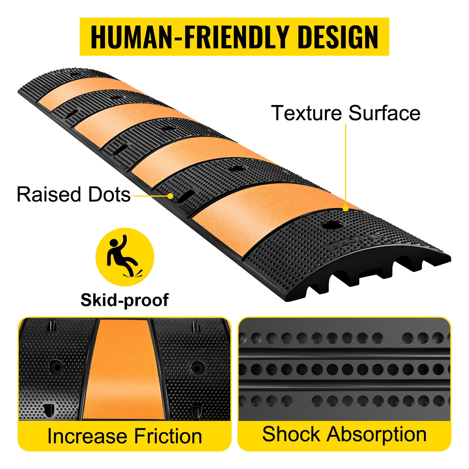SucceBuy Rubber Speed Bump 2 Channel Speed Bump Hump 72.8x12.2x2.2 Garage Cable Ramp for Asphalt Concrete Gravel Driveway-6 FT-1 PCs / Poland