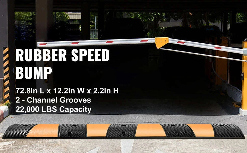SucceBuy Rubber Speed Bump 2 Channel Speed Bump Hump 72.8x12.2x2.2 Garage Cable Ramp for Asphalt Concrete Gravel Driveway-6 FT-1 PCs / Poland