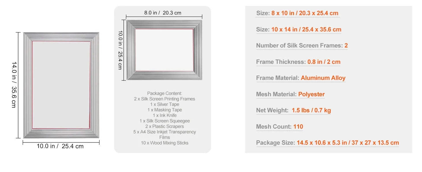 SucceBuy Screen Printing Kit with Aluminum Frames and Mesh-3 Different Pieces / Poland
