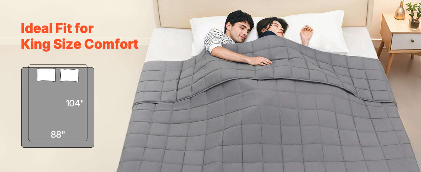 SucceBuy Weighted Blanket 20lb 88x104in King Size Cooling Breathable Blanket w/ Glass Beads All-Season Use for 200-250lb Adults-25lbs 88x104inch / United States