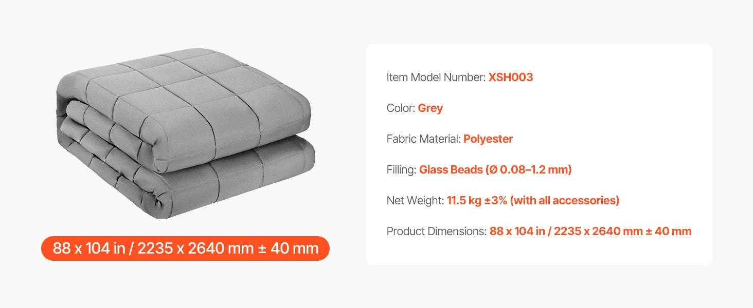 SucceBuy Weighted Blanket 20lb 88x104in King Size Cooling Breathable Blanket w/ Glass Beads All-Season Use for 200-250lb Adults-25lbs 88x104inch / United States