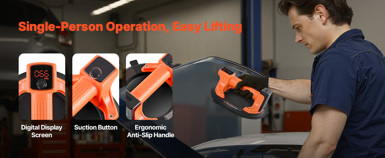 8-Inch Electric Vacuum Suction Cup Lifter 440lb with Display