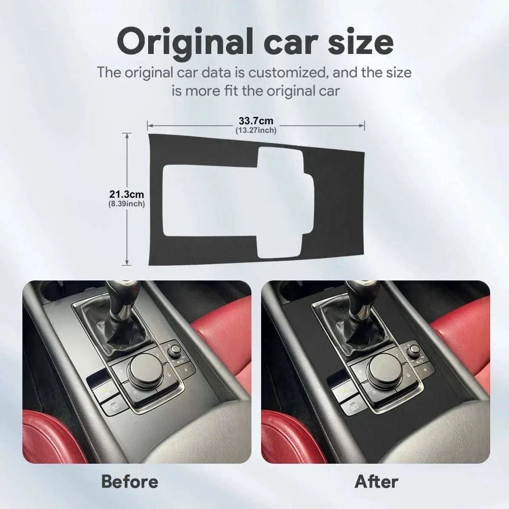 Suede Gear Shift Panel Sticker for Mazda 3 Axela 2019-2025-Black LHD RHD / Germany