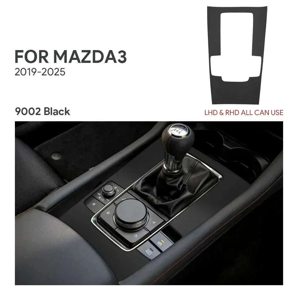 Suede Gear Shift Panel Sticker for Mazda 3 Axela 2019-2025-Black LHD RHD / Germany