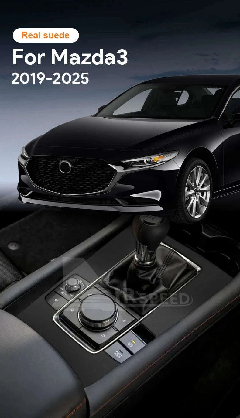 Suede Gear Shift Panel Sticker for Mazda 3 Axela 2019-2025-Black LHD RHD / Germany