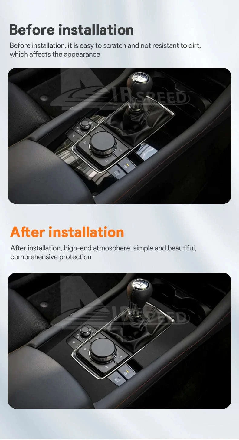 Suede Gear Shift Panel Sticker for Mazda 3 Axela 2019-2025-Black LHD RHD / Germany