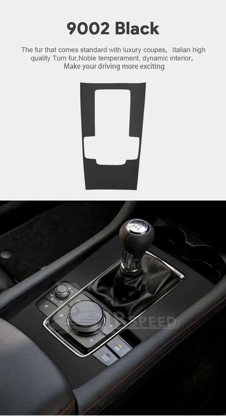 Suede Gear Shift Panel Sticker for Mazda 3 Axela 2019-2025-Black LHD RHD / Germany