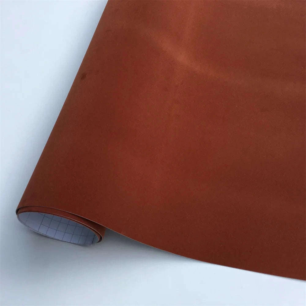 Suede Velvet Vinyl Wrap Film for Vehicle Interior-Brown / 40X135 CM
