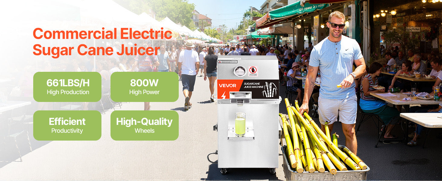 Commercial Sugar Cane Juicer 800W High Output 3-Roller Machine