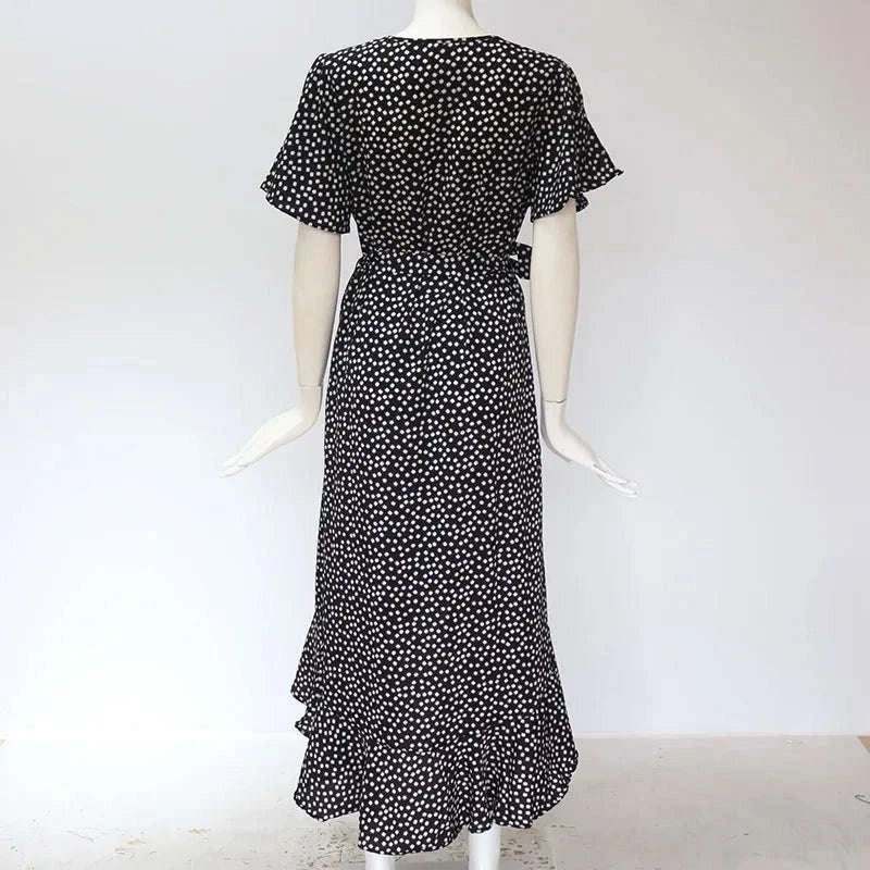 Summer Beach Boho Floral Maxi Dress-green / XL