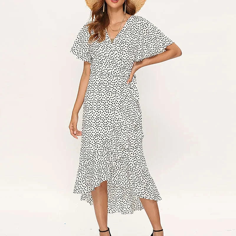 Summer Beach Boho Floral Maxi Dress-green / XL