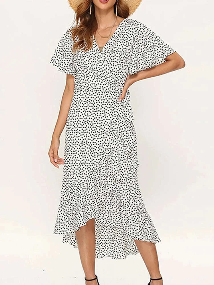 Summer Beach Boho Floral Maxi Dress-green / XL