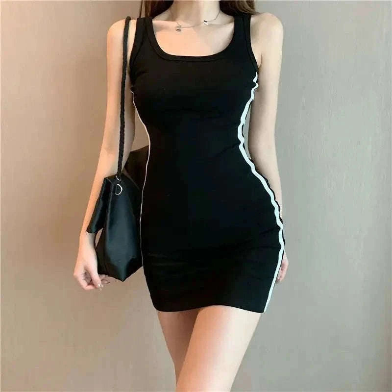 Summer Bodycon Dress with Spaghetti Straps-army green / S