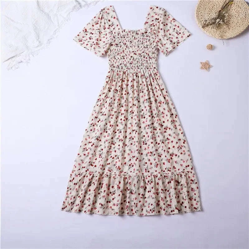 Summer Chiffon Midi Dress for Women-Yellow / One Size