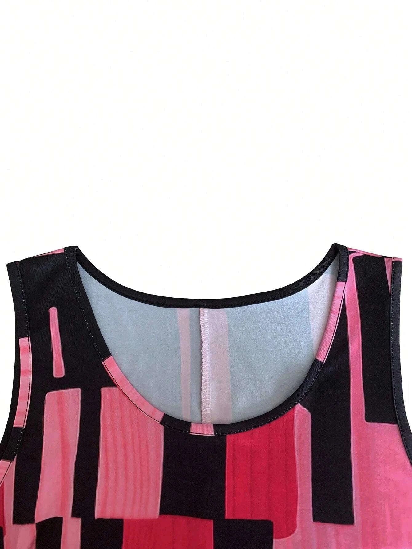 Summer Geometric Pattern Sleeveless Dress for Women-FM 6162 / S