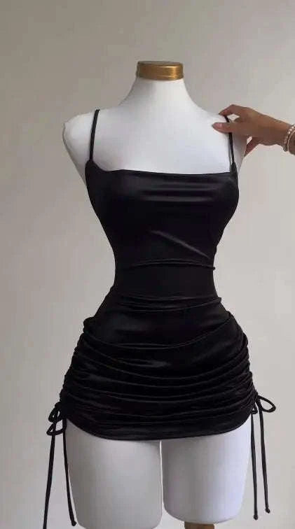 Summer Lace-Up Halter Bodycon Dress-S / black