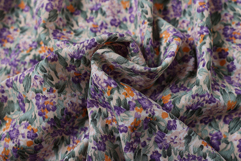 Summer Pleated Chiffon Midi Dress-oufen / One Size