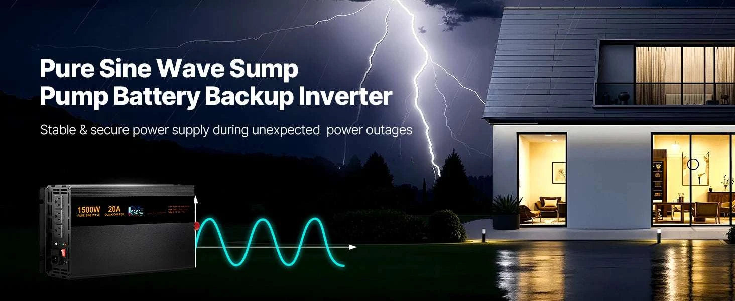 Sump Pump Battery Backup System 1500W / 3000W Auto Switch-3000W / United States