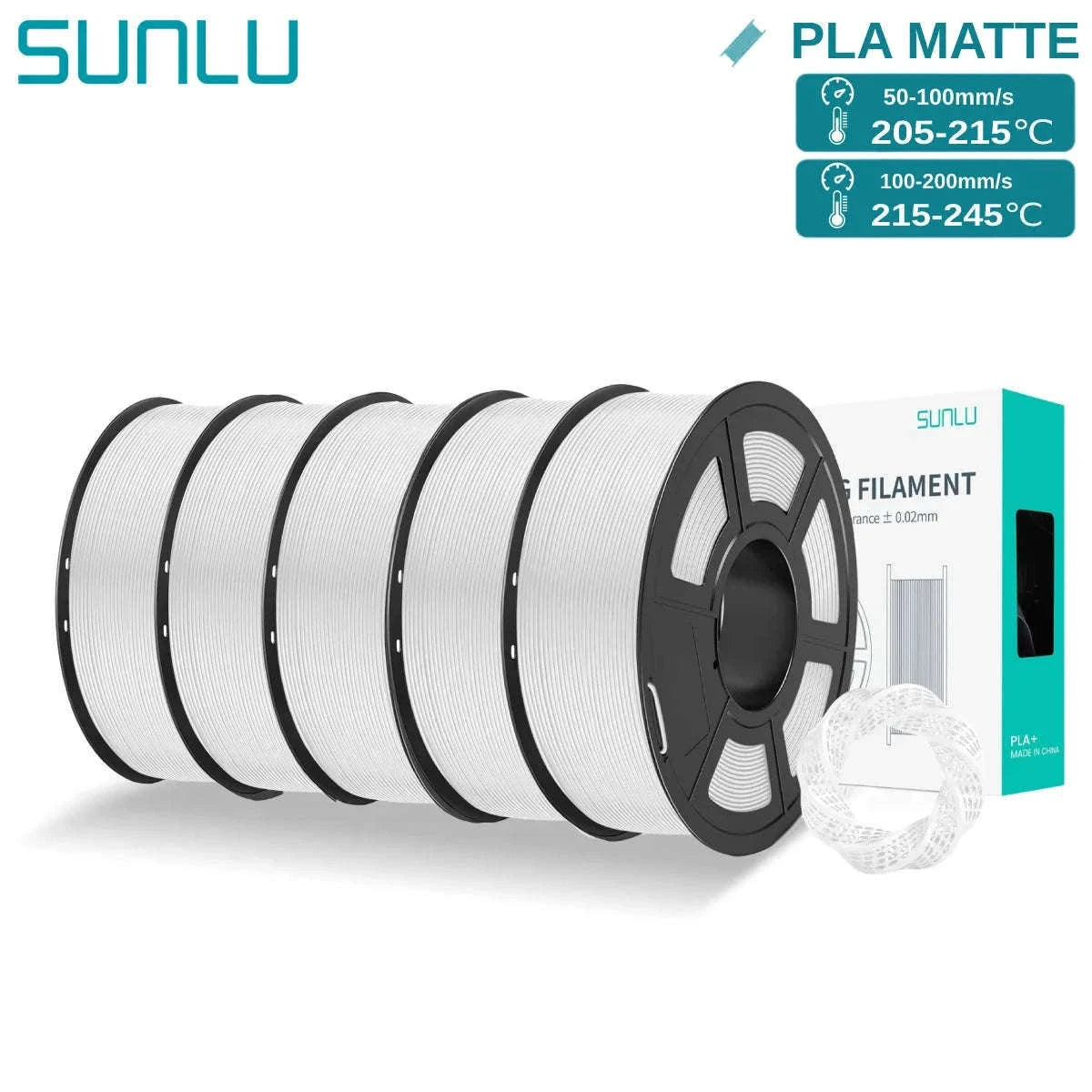 SUNLU PLAmatte 1.75mm 3D Filament for Clean, Matte Prints-5 Blue / GERMANY