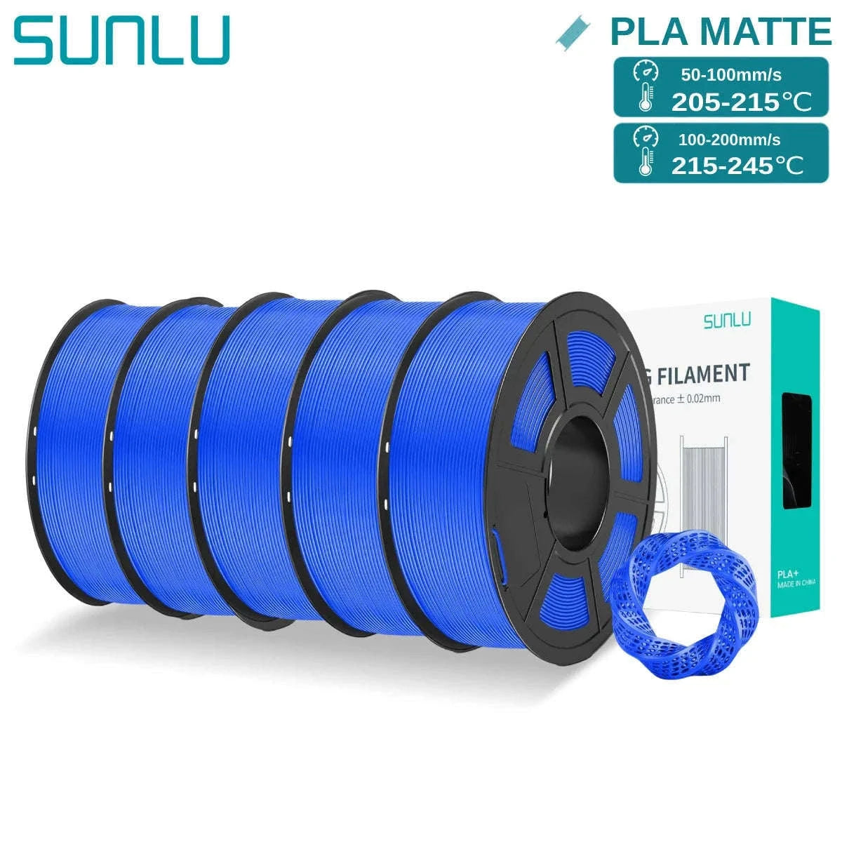 SUNLU PLAmatte 1.75mm 3D Filament for Clean, Matte Prints-5 Blue / GERMANY