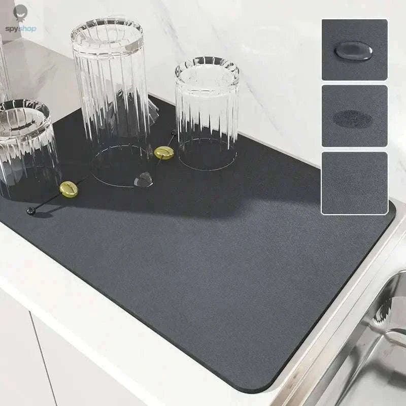 Super Absorbent Kitchen Drying Mat with Non-Slip Moisture Control-black-2PCS / 20X30CM