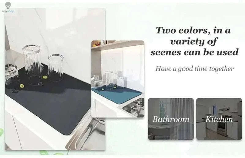 Super Absorbent Kitchen Drying Mat with Non-Slip Moisture Control-black-2PCS / 20X30CM